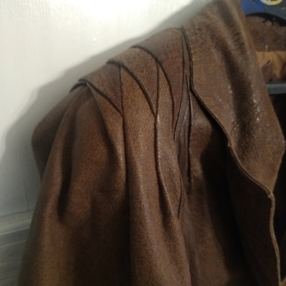 1980"s vintage leather jacket large Vintsge Leather Bomber Brown Caramel - Picture 4 of 14